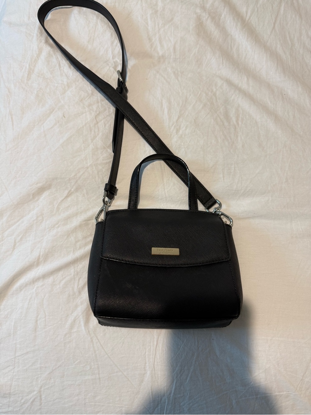 Kate Spade New York Black Saffiano Leather Satchel Crossbody Bag